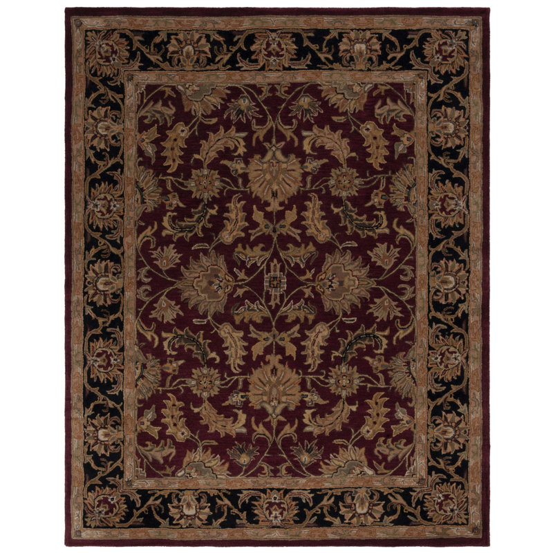 Tapis rouge / noir en laine touffeté à la main Cranmore, Rectangle 2 pi x 3 pi