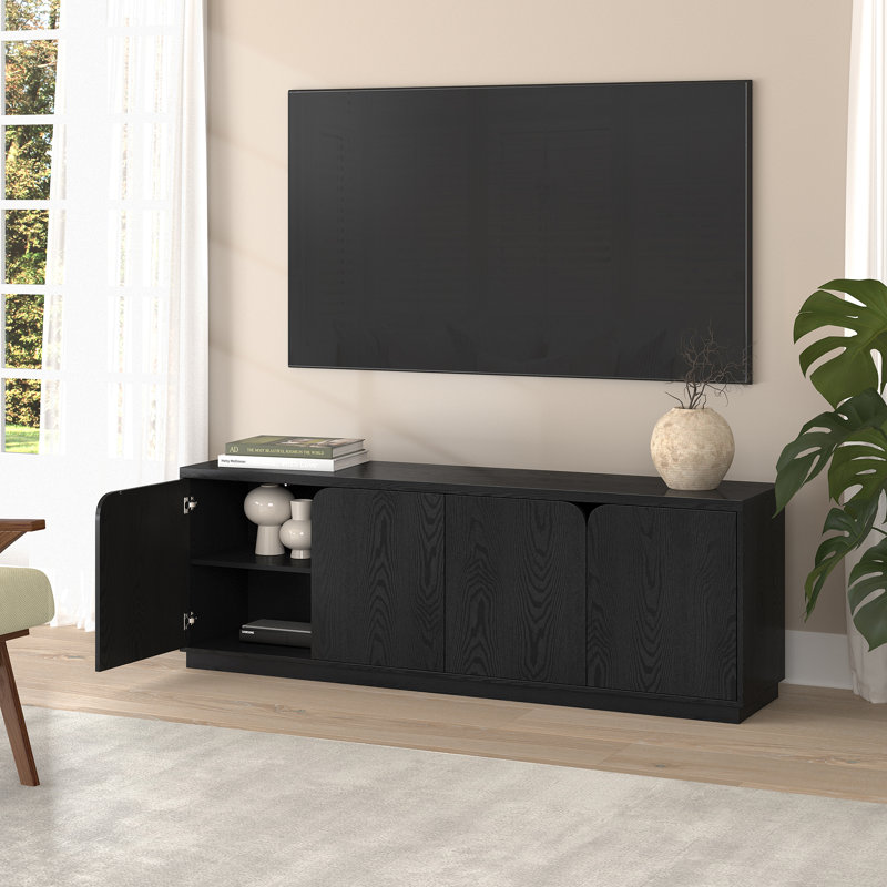 Voegele Rectangular TV Stand for TV's up to 78" in Alder, Black
