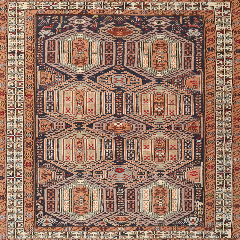 Tapis brun clair / beige Southwestern, Rond 5 pi