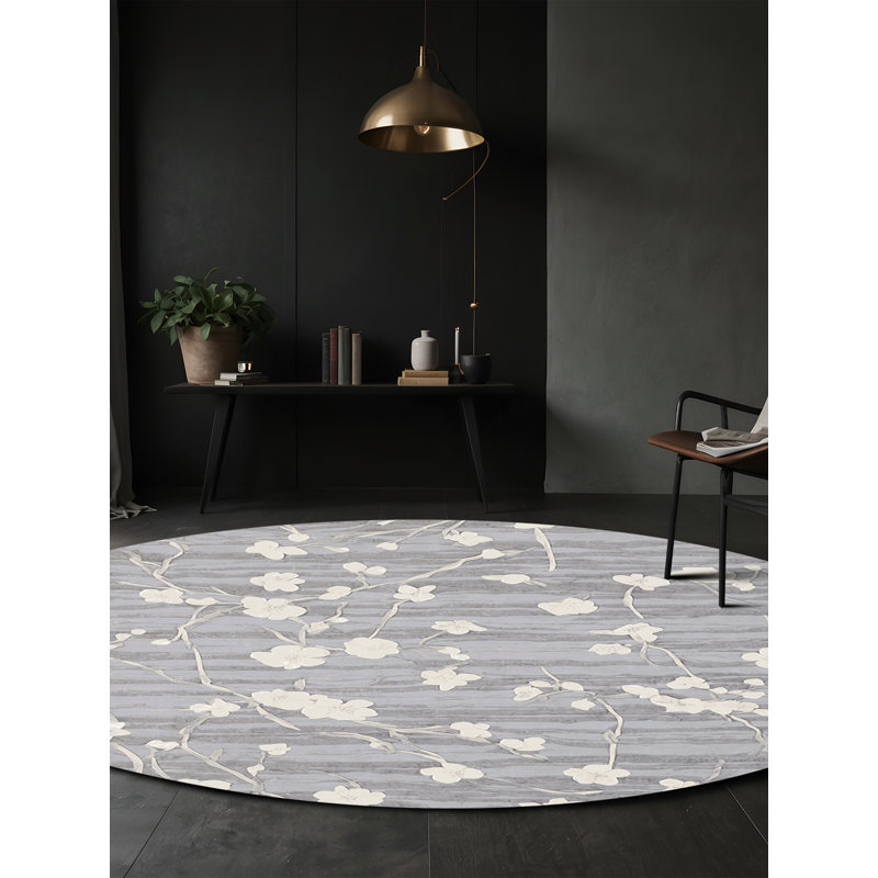 Tapis rose lavable à la machine, Rond 7 pi