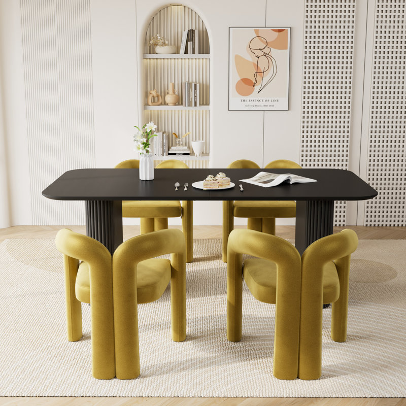 Double Pedestal Dining Set with Chairs, 5, Olive Green