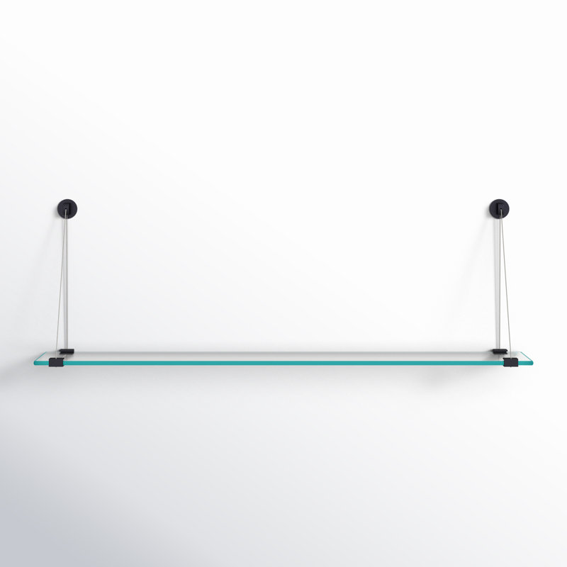 Tablette murale en verre trempé Earlham, Noir, H 14 po x l 42 po x P 6,5 po