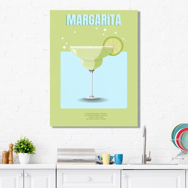 Lime Margarita mexicain cocktail II - salon d'art mural cocktails, Toile tendue, H 20 po x l 12 po x P 1 po