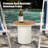 Round Aluninum 19.5" Side Table With Teak Wood Table Top