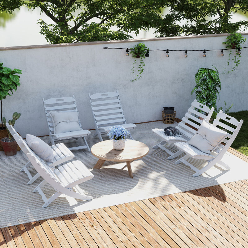 Ensemble de 2 chaises Adirondack pliantes pour l'extérieur (ensemble de 2), Blanc
