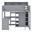 Lit mezzanine en bois avec plusieurs tablettes de rangement et garde-robe-77279800