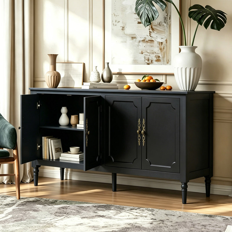 Buffet Farmhouse 59 "avec tablettes réglables, Black