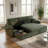83.5" Wide Corduroy Reversible Sleeper Sectional with Storage Chaise & USB Ports-398328571