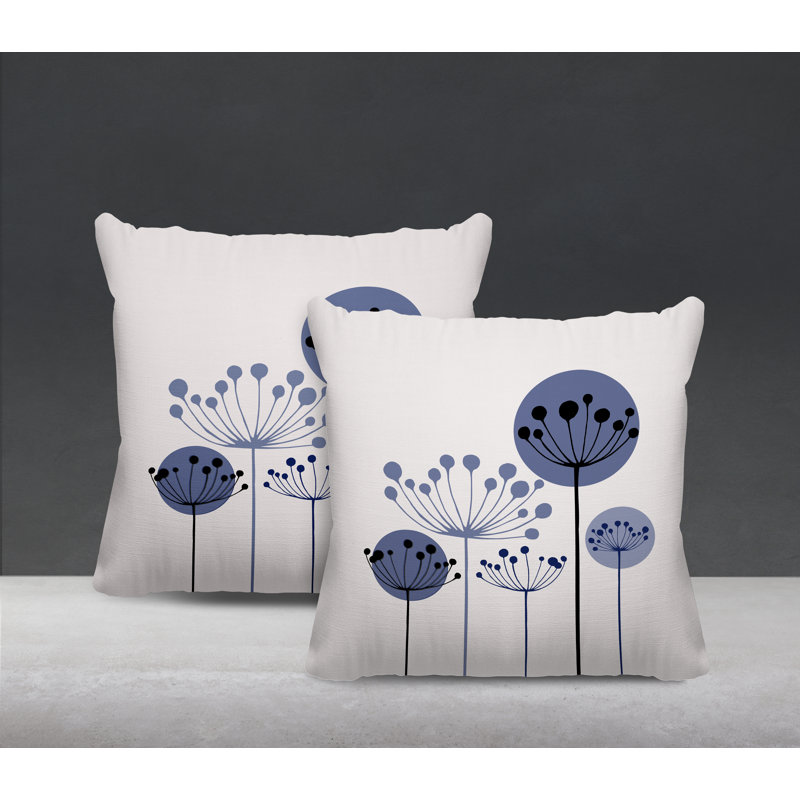 Housse et insert de coussin décoratif intérieur / extérieur en mélange de polyester, L 17 po x H 17 po, Bleu marine