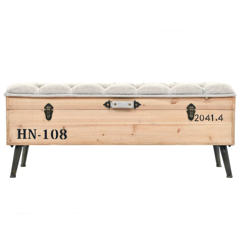 Banc de rangement en bois de sapin massif 43,3 po