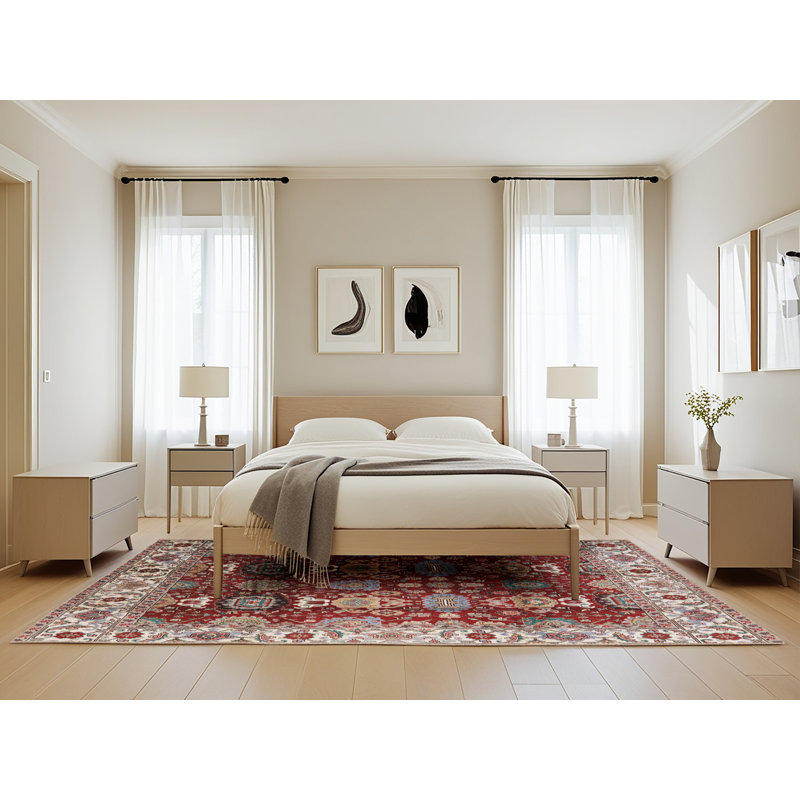 Tapis oriental rouge / ivoire Garabed, Rectangle 5 pi x 8 pi