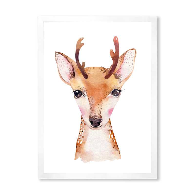 Mignon portrait d'antilope II - peinture, H 12 po x l 8 po x P 1 po, Cadre photo blanc