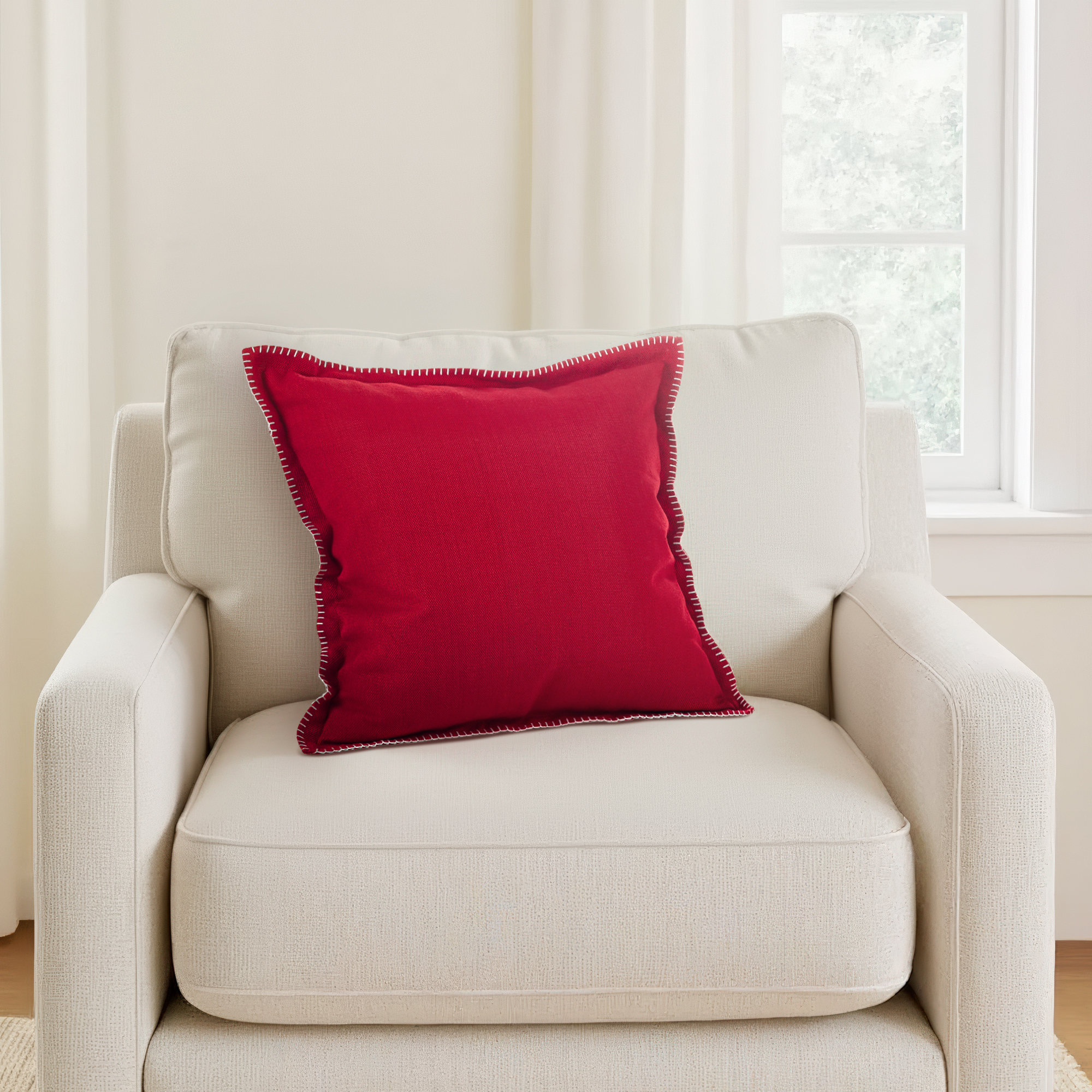 Ivara Cotton Throw Pillow, Red