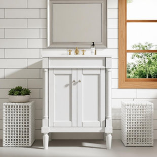 24'' Modern Bathroom Vanity With Top Sink ,large Storage Shelves