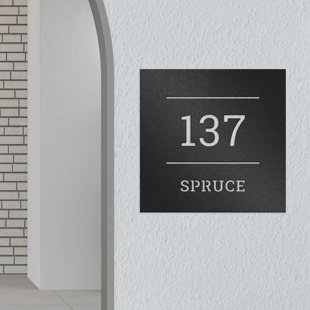 Plaque d'adresse carrée avec numéro de maison personnalisé et nom de rue, panneau métallique personnalisé encadré