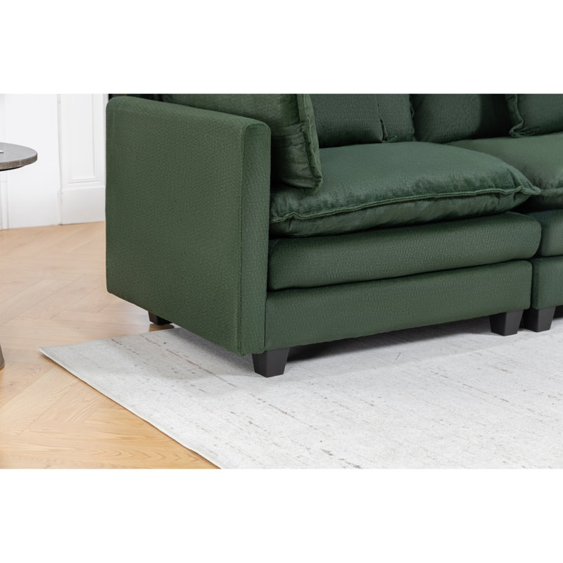 Canapé modulaire moderne symétrique, chenille, vert antique pour la maison