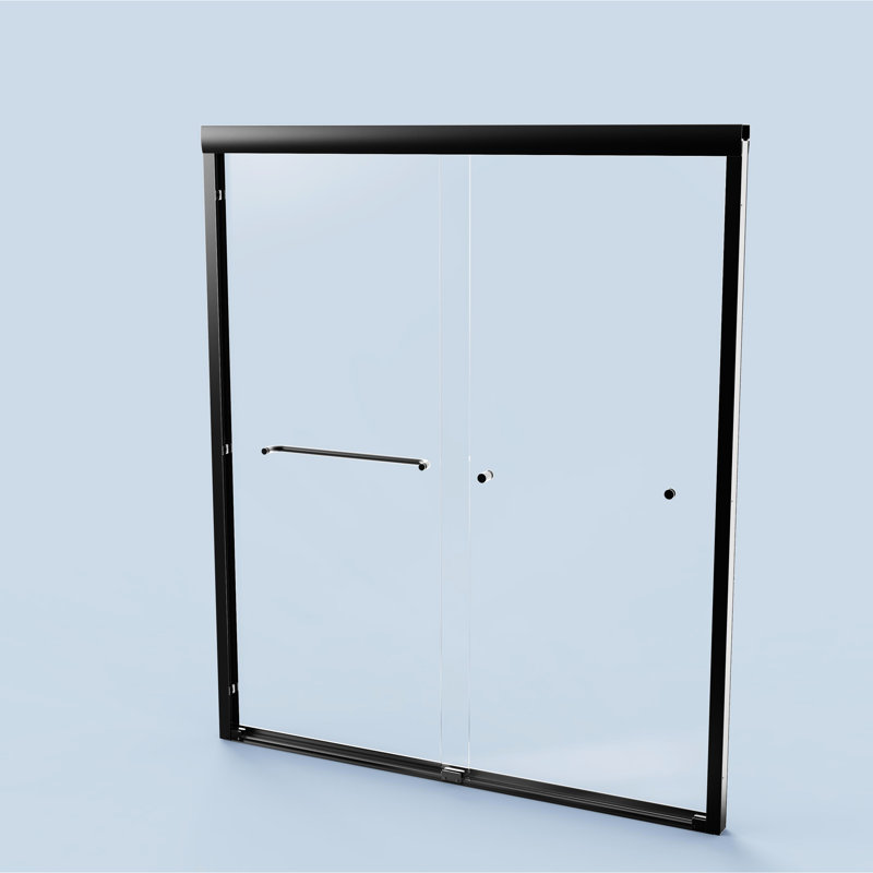 Double Bypass Shower Door, 56"-60"W*72"H, 1/4" Thick Glass, Matte Black, Stylish Bathroom Feature 56"-60" Sliding 72" H, Tempered Waterproof Entrance
