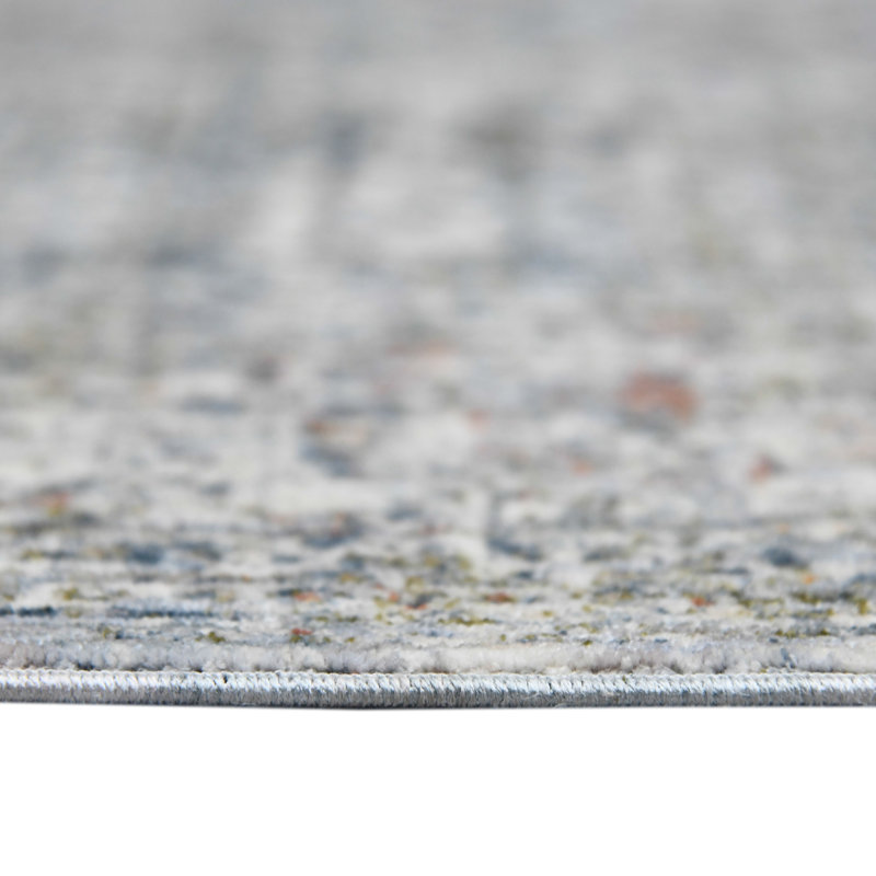 Gray and Ivory Oriental Synthetic Runner Rug 2'7" x 8'