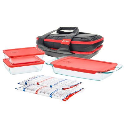Pyrex 9-Piece Easy Grab Glass Dish Set with Lids, Insulated Carrier and Hot/Cold Packs