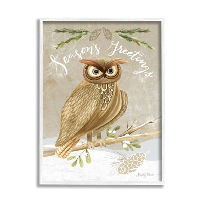 Season's Greetings Winter Snowscape Owl