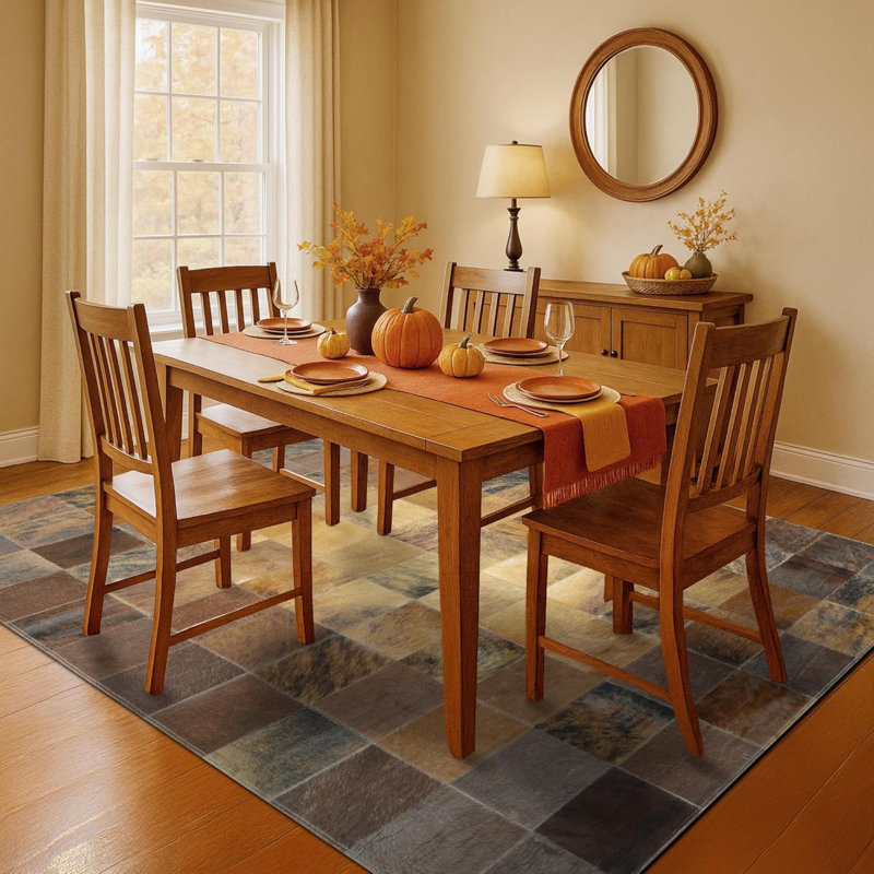 Tapis brun en cuir de vache fabriqué à la main Easthampton, Rectangle 2 pi x 4 pi