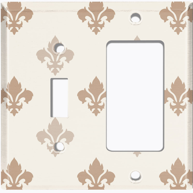 Fleur De Lis Two Tone Tan Patterned 2 - Gang Standard Combination Wall Plate