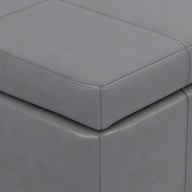 Banc de rangement avec repose-pieds de rangement rectangulaire en cuir végétalien et rembourré avec mousse à haute densité Amelia