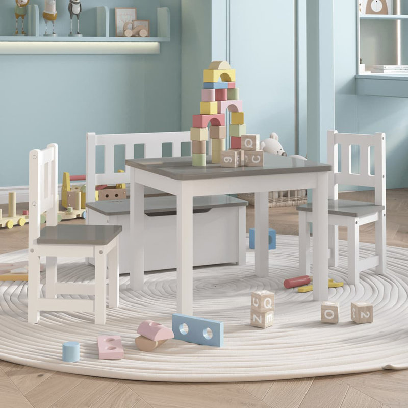Settle Kids Rectangular Play Or Activity Table and Chair Set, Grey
