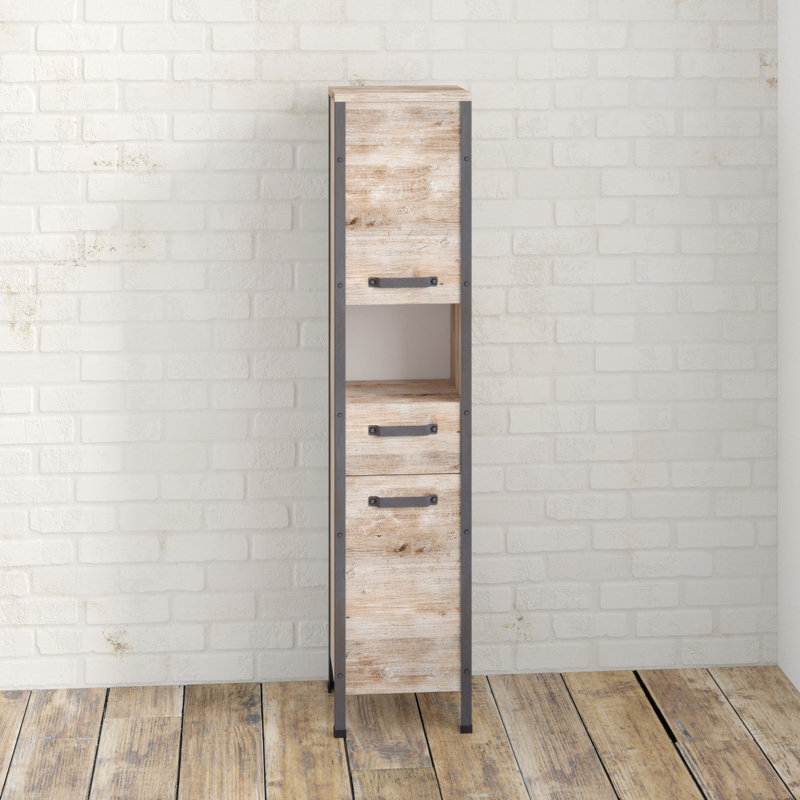 Harkon Wood Material Freestanding Linen Cabinet, Beige