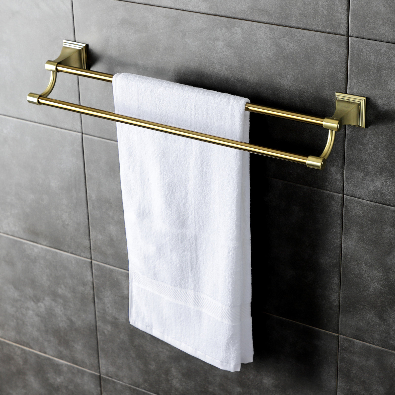 Monarch 24" Dual Towel Bar, Brushed Brass