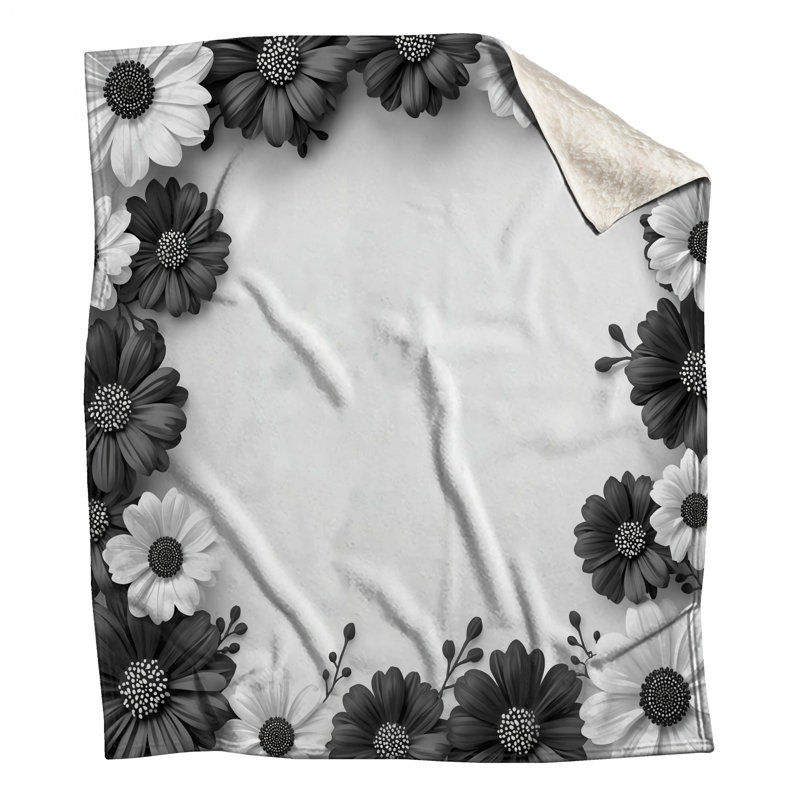 Couvertures monochromes à motif floral, L 50 po x H 60 po