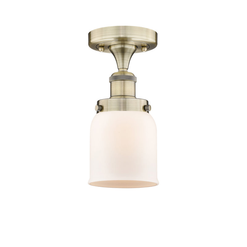 Plafonnier semi-encastré Pontus, Blanc mat, Laiton antique