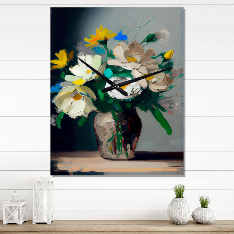 Nature morte aux fleurs blanches III - Horloge murale florale, Petit