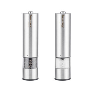 Jean Patrique One-Touch Stainless Steel Electronic Salt and Pepper Mill Set