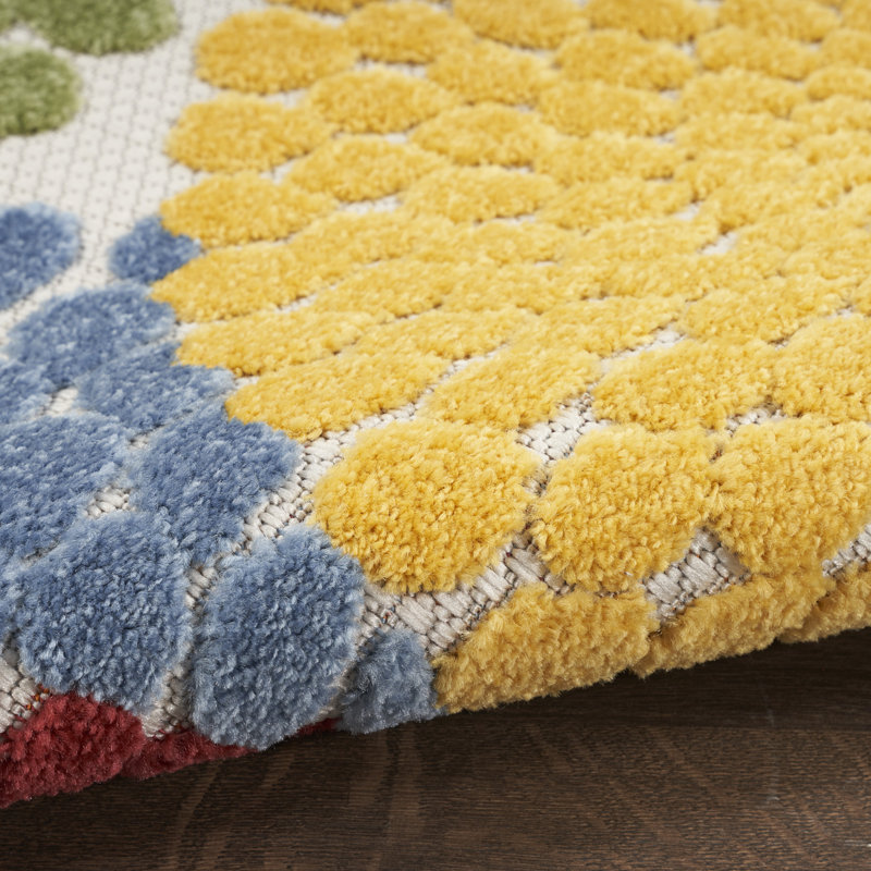 Tapis intérieur / extérieur multicolore à motif géométrique Alastaire, Tapis de couloir 2 pi x 6 pi