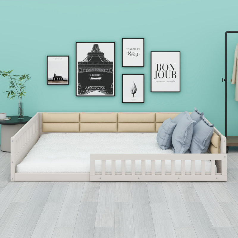 Lit plateforme tapissier Jayzen, Beige