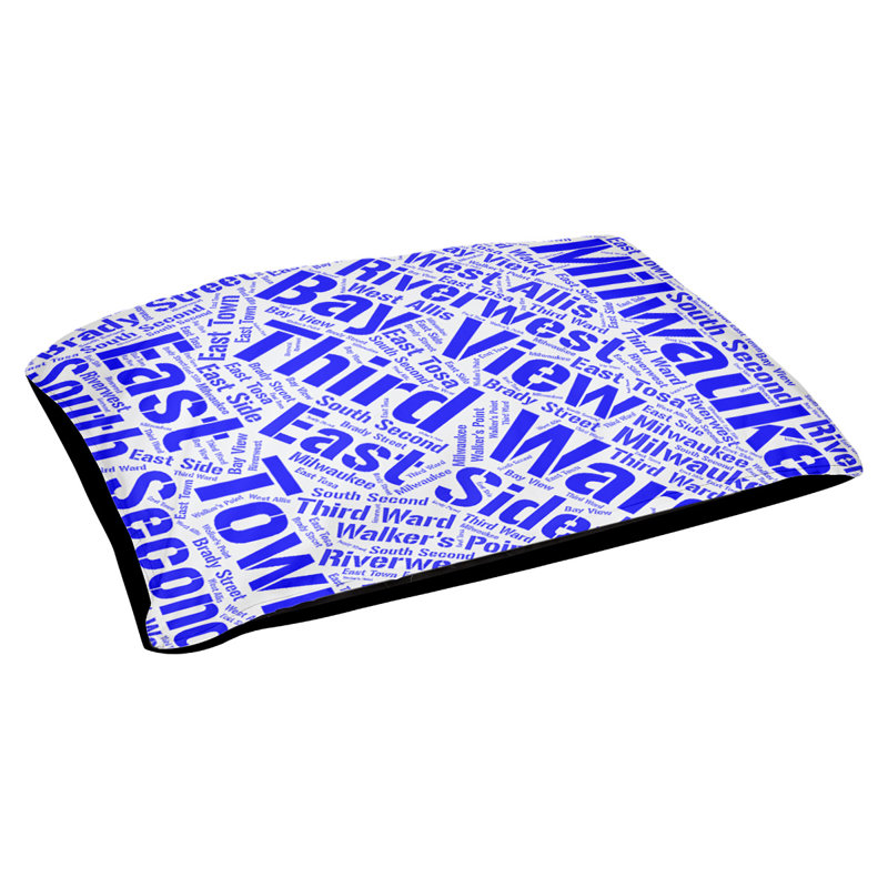 Coussin de chien « districts », Très grand (H 17 po x l 50 po x P 40 po), Milwaukee, Bleu