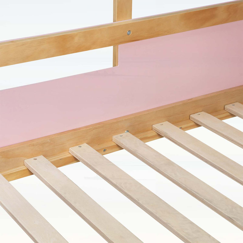 Lit superposé double au dessus d'un lit double avec escalier et lumières à DEL 3 couleurs, design fantaisiste et rangement