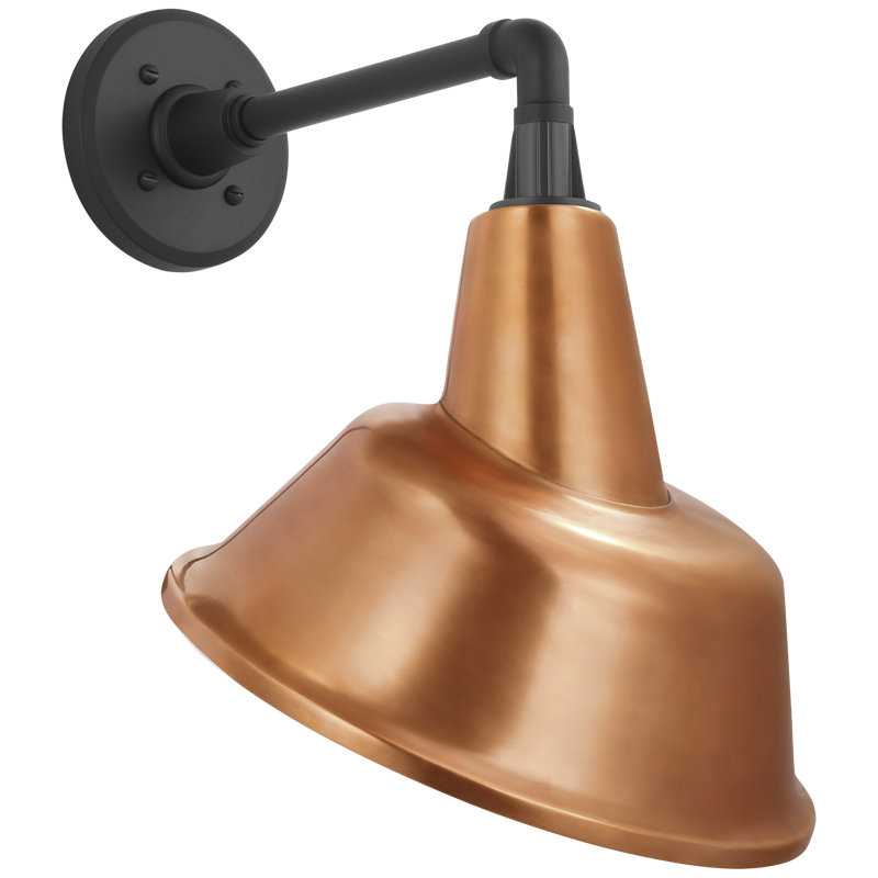 Thomas O'Brien 1 - Light Outdoor Barn Light, Matte Black, Soft Copper, 17.5" H x 12.5" W x 14" D