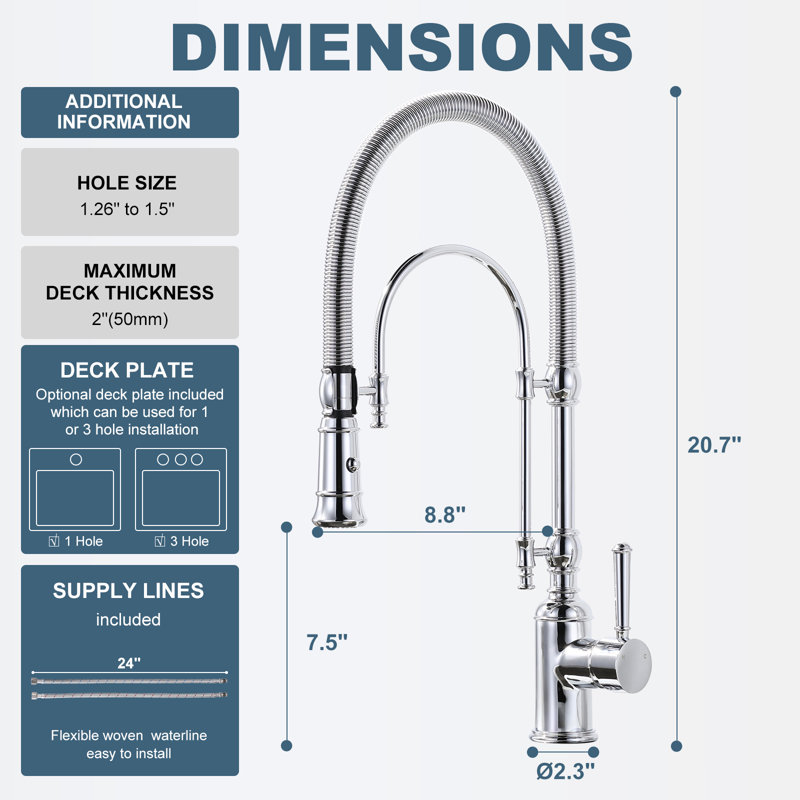 Pull Out Gooseneck High-Arc Kitchen Faucet, Chrome