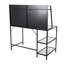Élégant bureau d'ordinateur en verre noir et transparent avec tablettes pour le bureau à domicile, style contemporain