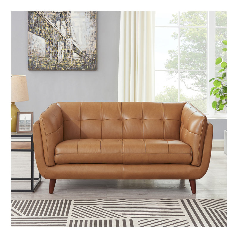 Causeuse en cuir Solana, Caramel