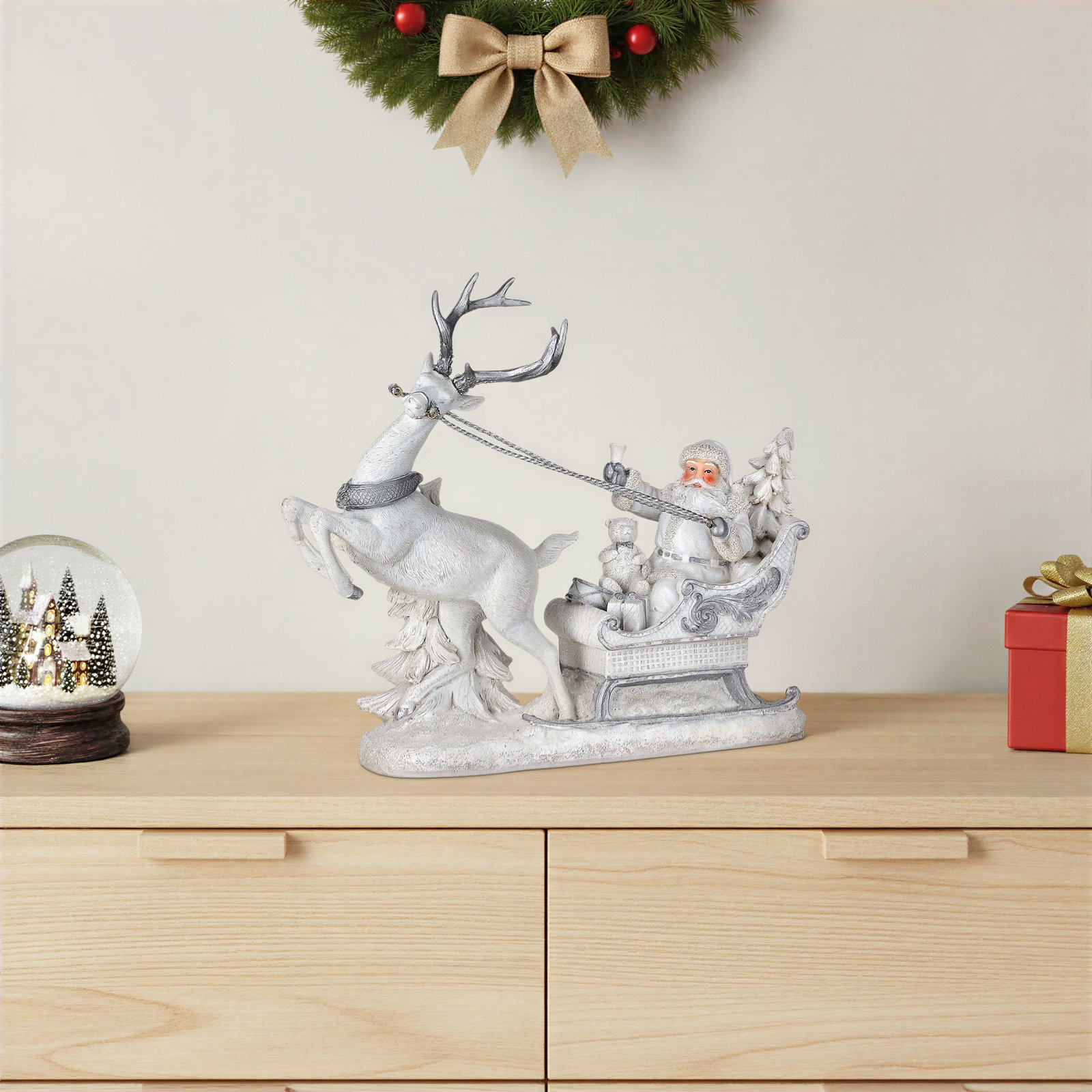 11" Resin Santa On Sleigh