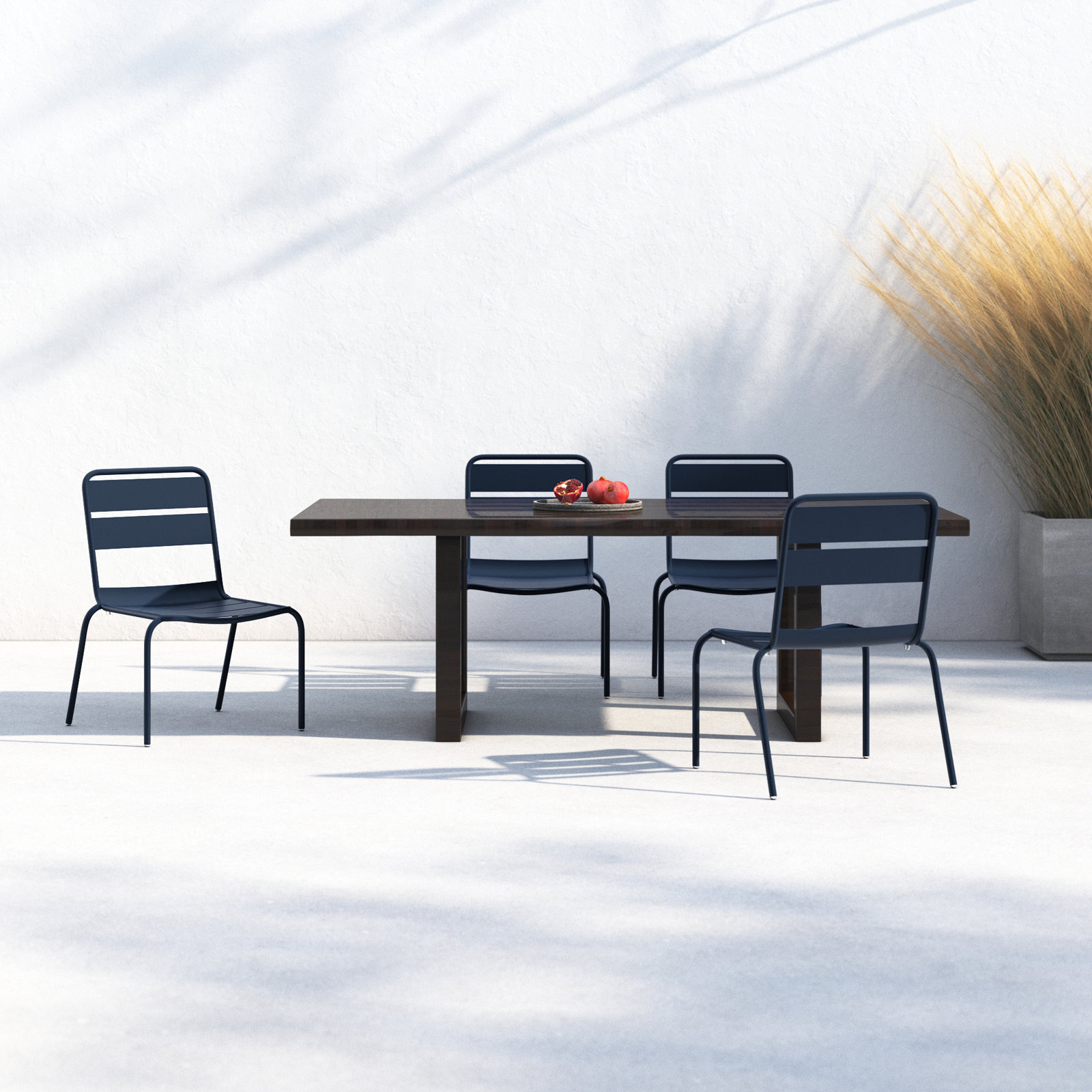 Kapri Stackable Patio Side Chair, Prussian