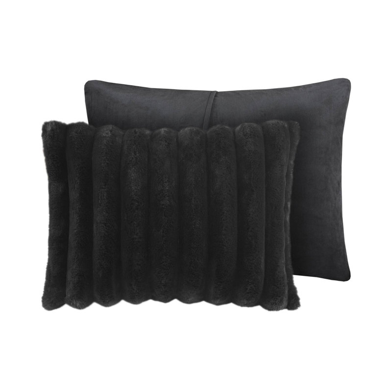 King Faux Fur Ribbed Comforter Set