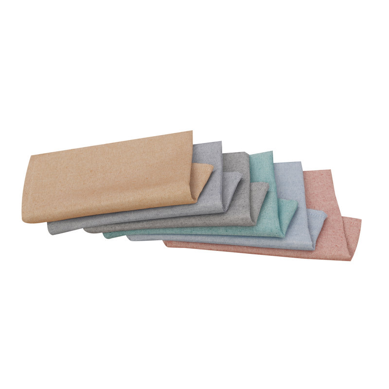 Multicolor Chambray Poly Cotton Square Cloth Napkins, Set of 12