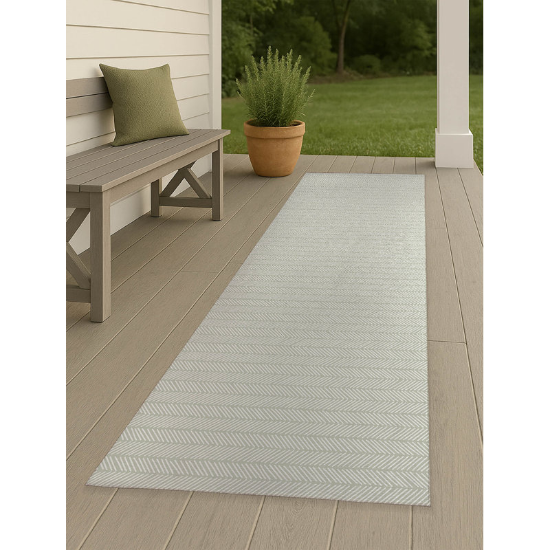 Chevron Stripe Non-Slip Outdoor Rug, Runner 2'6" x 8'