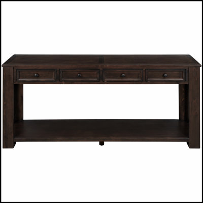 Console rustique chic avec tiroirs de rangement et tablette inférieure, idéale pour l'entrée et le couloir, finition espresso