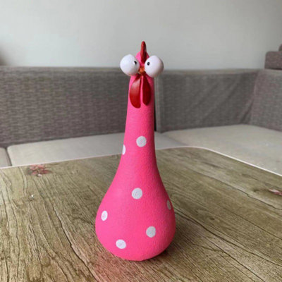 Statue de poulet, décorations de statue de poulet idiot avec long cou, ornement unique fait à la main pour la décoration de jardin