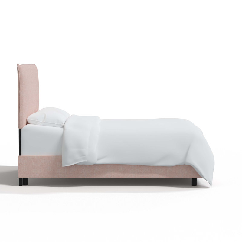 Lit tapissier standard à profil bas Bessinger, Simple, Lin quartz rose texturé Zuma